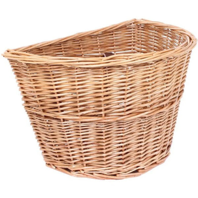 M Part D Shaped Wicker Basket with Leather Straps