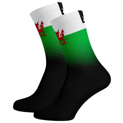 Sox Footwear Wales Flag Black Premium Crew Socks